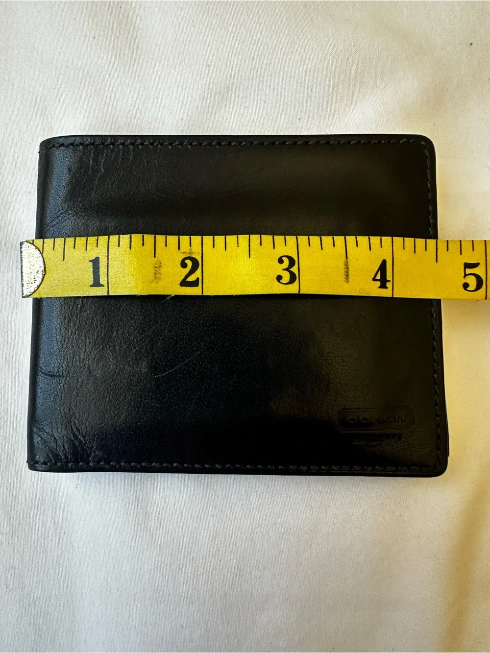 Coach Black Leather BiFold Wallet Men’s ID Window Card Holder Billfold